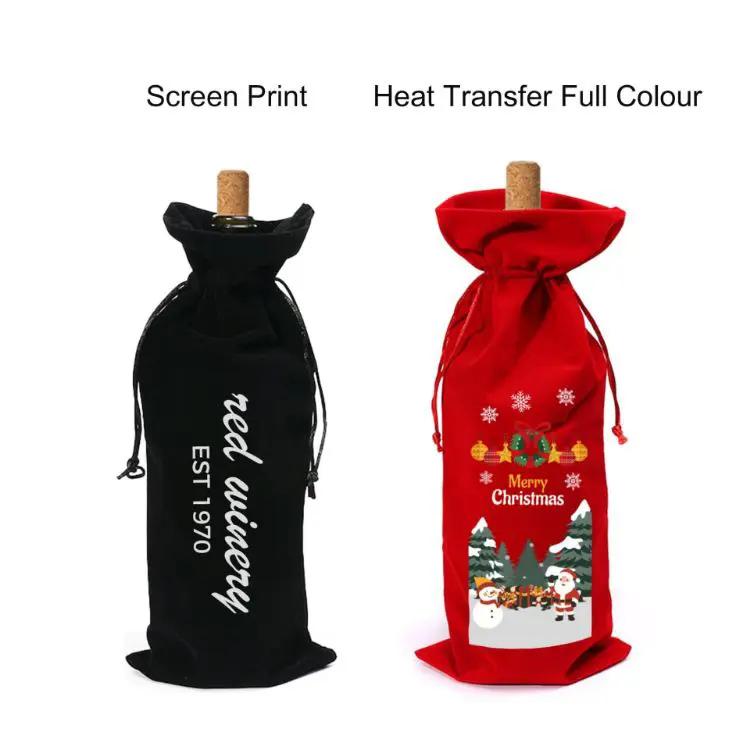 Picture of Drawstring Velvet Wine Bottle Bag