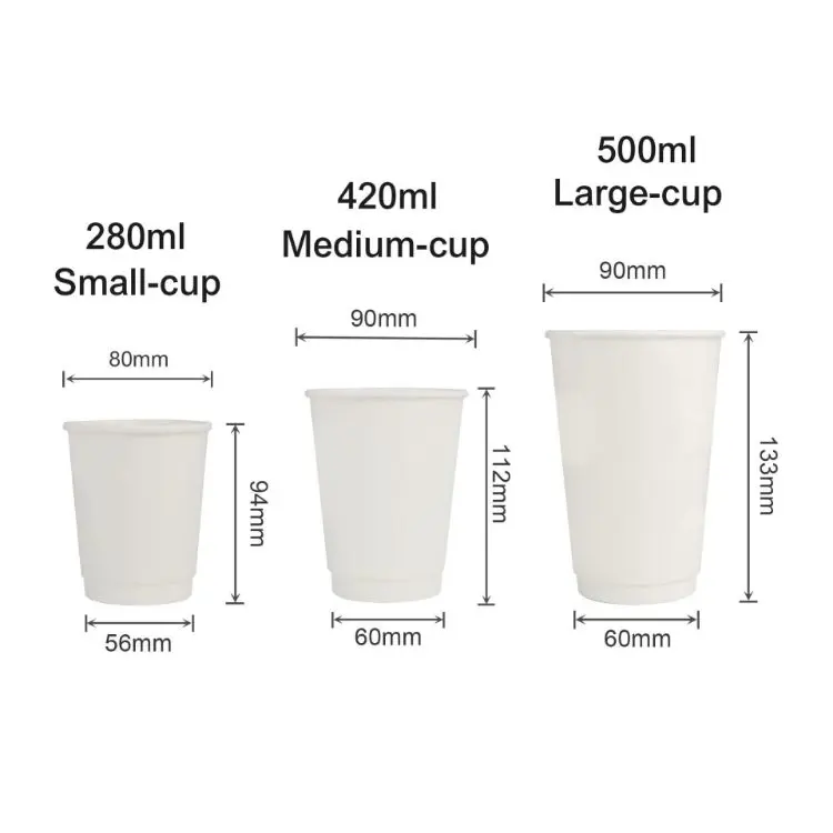 Picture of PLA Double Wall Compostable Paper Cups with Cup Sleeve